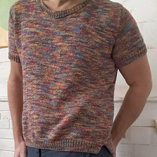 мужской летний пуловер из пряжи Jeans Tropical YarArt ( Джинс Тропикал ЯрнАрт)