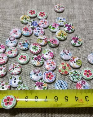 Пуговицы детские деревянные - цветы, 15 мм